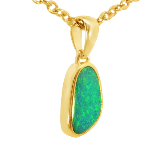 Australian Doublet Opal Pendant in Gold Plated Sterling Silver - Green-Blue - Australian Opal Cutters and Pearl Divers