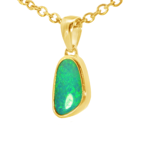 Australian Doublet Opal Pendant in Gold Plated Sterling Silver - Green-Blue - Australian Opal Cutters and Pearl Divers
