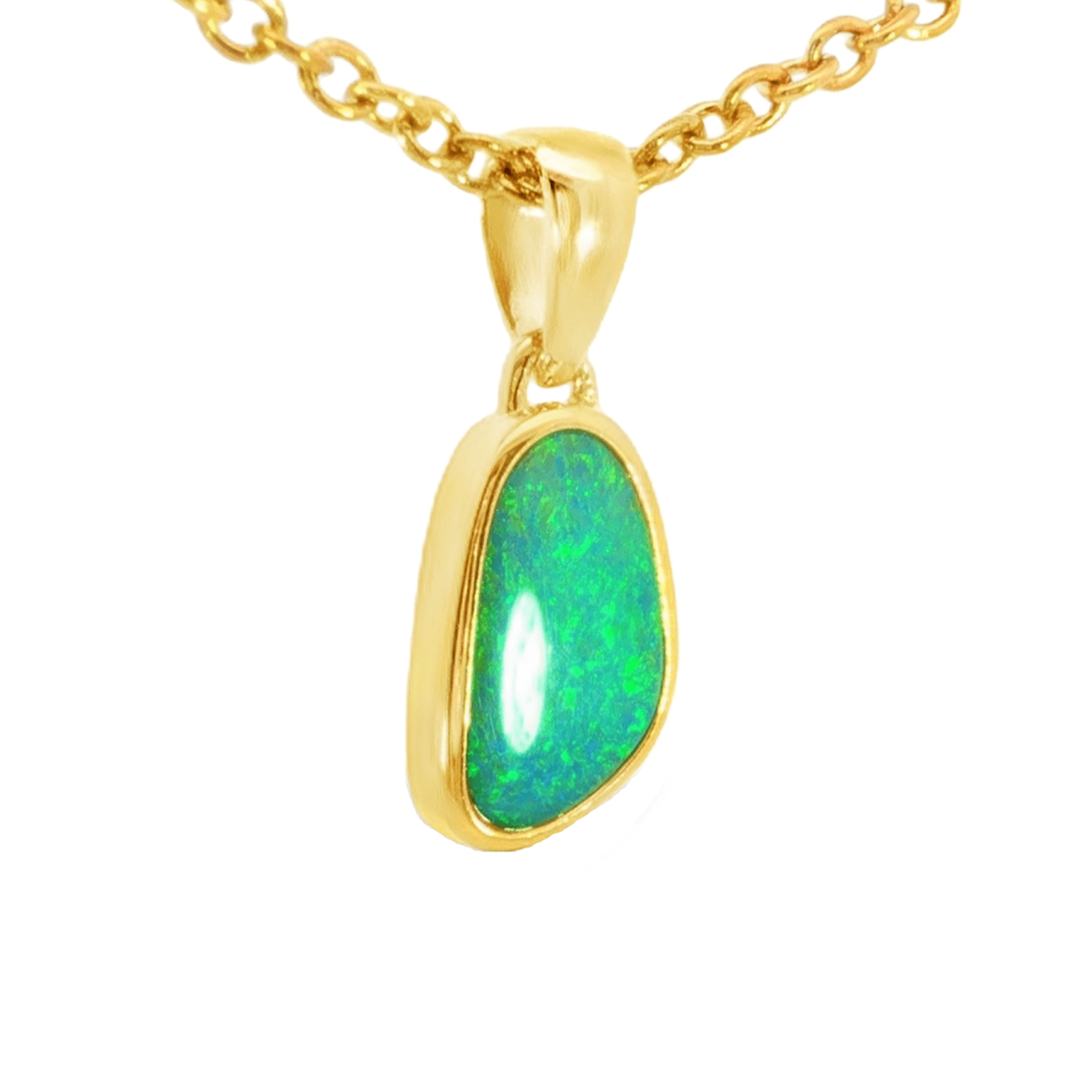 Australian Doublet Opal Pendant in Gold Plated Sterling Silver - Green-Blue - Australian Opal Cutters and Pearl Divers