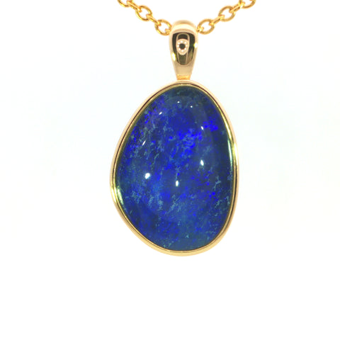 Australian Doublet Opal Pendant set in Gold Plated Sterling Silver - Deep Blue