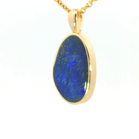 Australian Doublet Opal Pendant set in Gold Plated Sterling Silver - Deep Blue