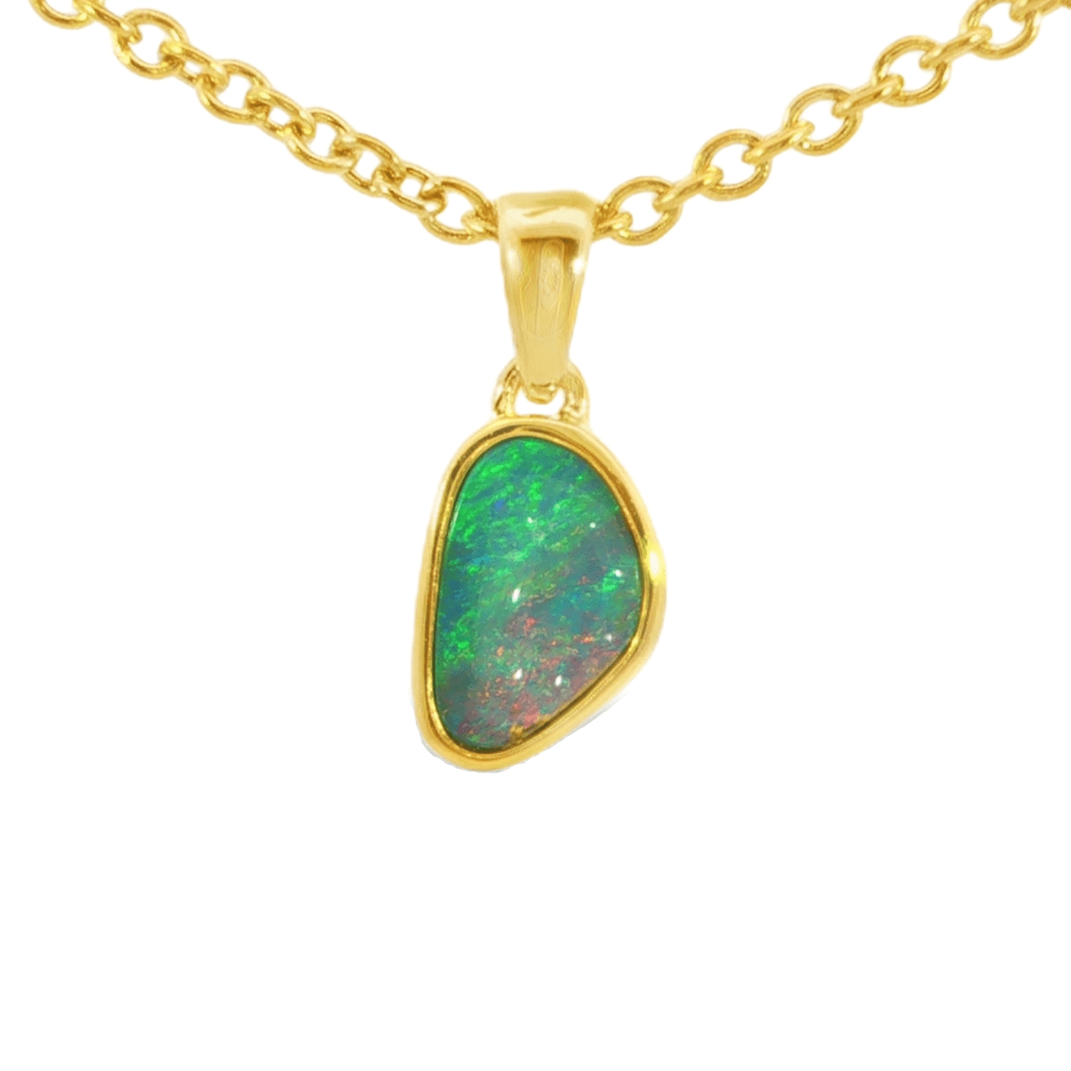 Australian Doublet Opal Pendant in Gold Plated Sterling Silver - Multicolour - Australian Opal Cutters and Pearl Divers