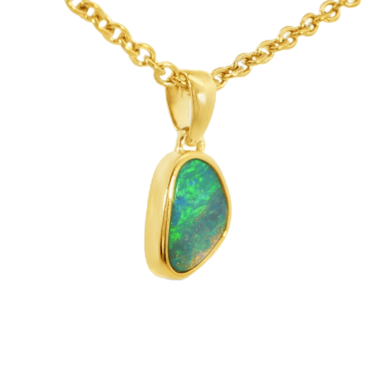Australian Doublet Opal Pendant in Gold Plated Sterling Silver - Multicolour - Australian Opal Cutters and Pearl Divers