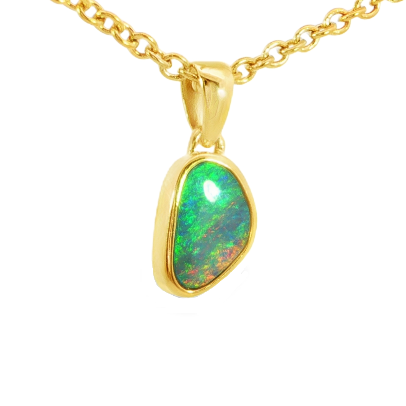Australian Doublet Opal Pendant in Gold Plated Sterling Silver - Multicolour - Australian Opal Cutters and Pearl Divers