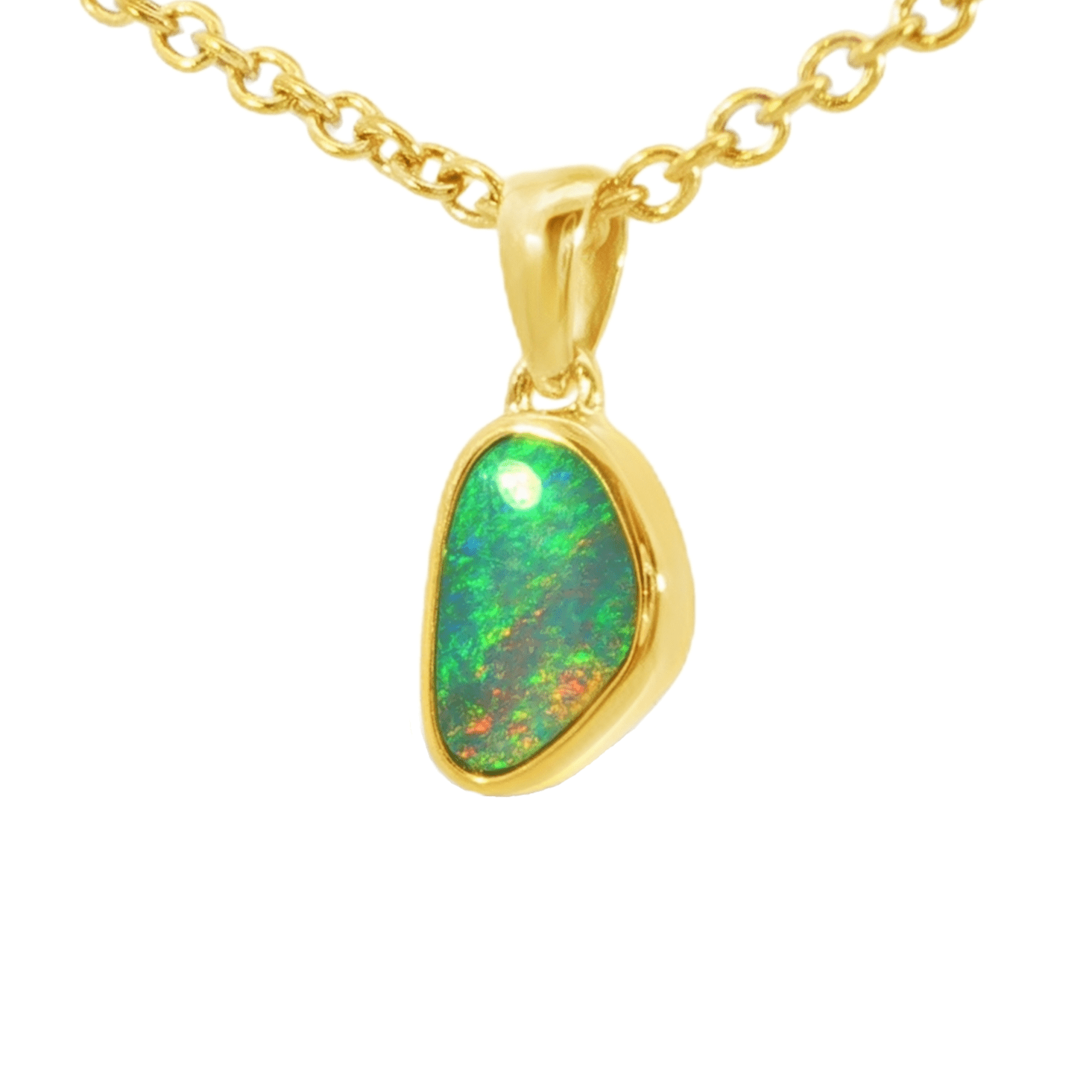 Australian Doublet Opal Pendant in Gold Plated Sterling Silver - Multicolour - Australian Opal Cutters and Pearl Divers