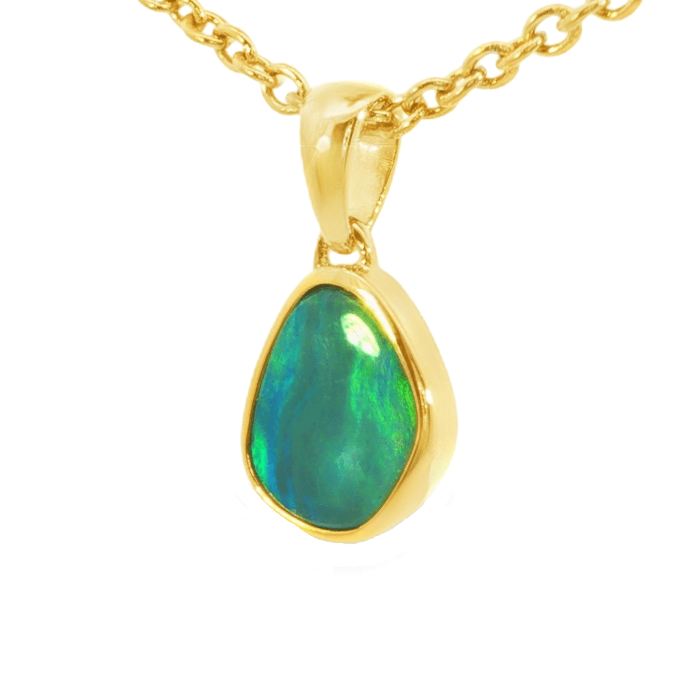 Australian Doublet Opal Pendant in Gold Plated Sterling Silver - Green-Blue - Australian Opal Cutters and Pearl Divers