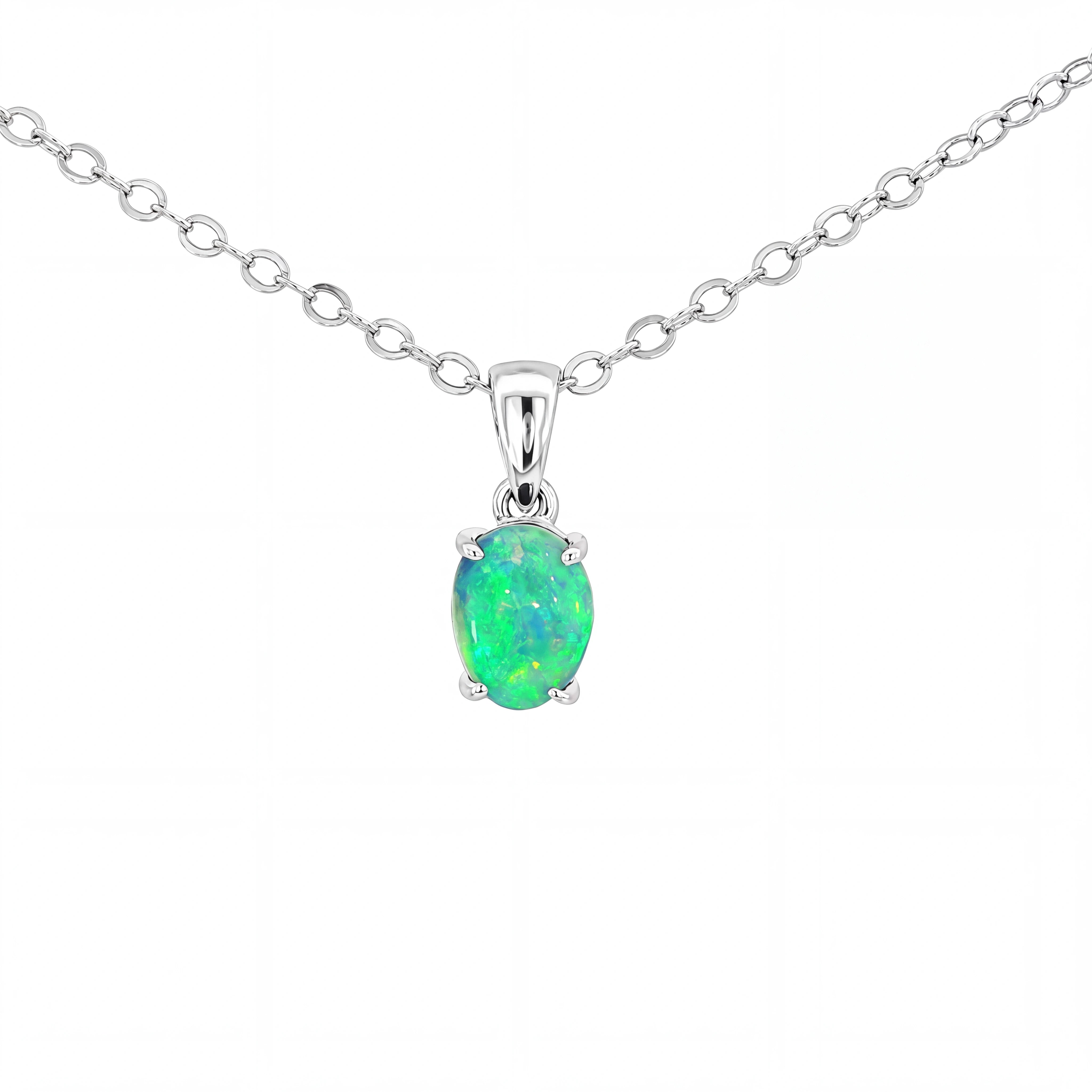 Australian Doublet Opal Pendant set in 925 Sterling Silver - Multicolour - Australian Opal Cutters and Pearl Divers