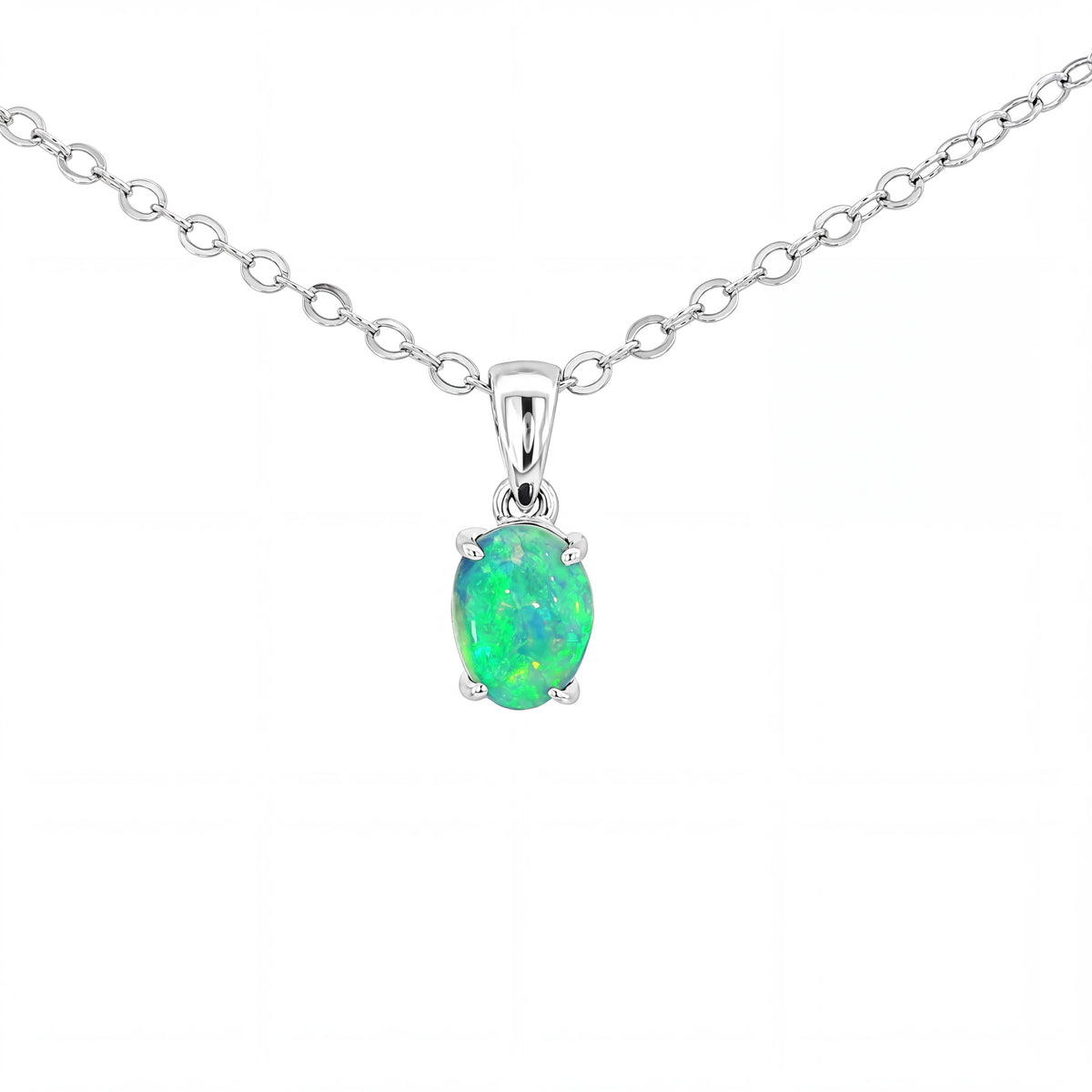 Australian Doublet Opal Pendant set in 925 Sterling Silver - Multicolour - Australian Opal Cutters and Pearl Divers