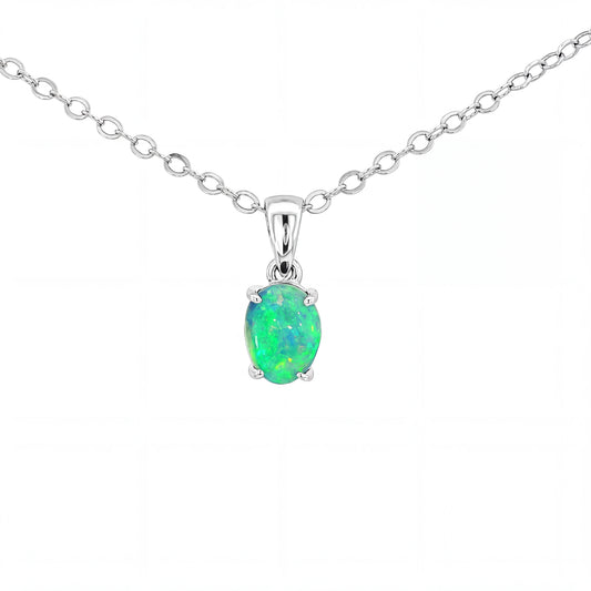 Australian Doublet Opal Pendant set in 925 Sterling Silver - Multicolour - Australian Opal Cutters and Pearl Divers