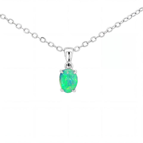 Australian Doublet Opal Pendant set in 925 Sterling Silver - Multicolour - Australian Opal Cutters and Pearl Divers