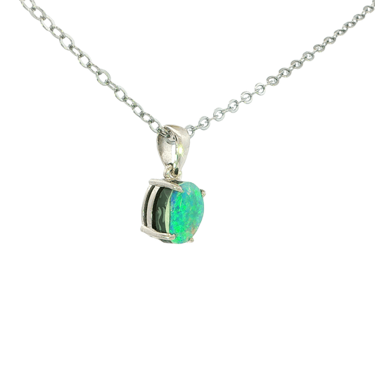 Australian Doublet Opal Pendant set in 925 Sterling Silver - Multicolour - Australian Opal Cutters and Pearl Divers