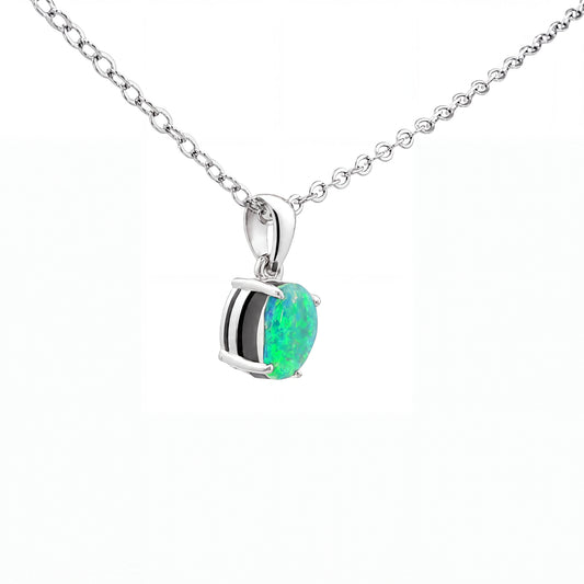 Australian Doublet Opal Pendant set in 925 Sterling Silver - Multicolour - Australian Opal Cutters and Pearl Divers