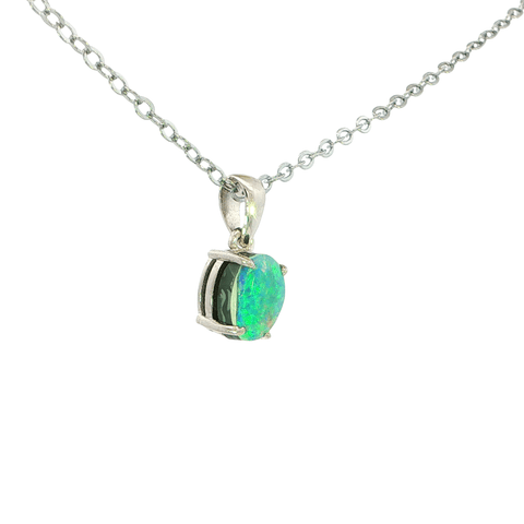 Australian Doublet Opal Pendant set in 925 Sterling Silver - Multicolour - Australian Opal Cutters and Pearl Divers