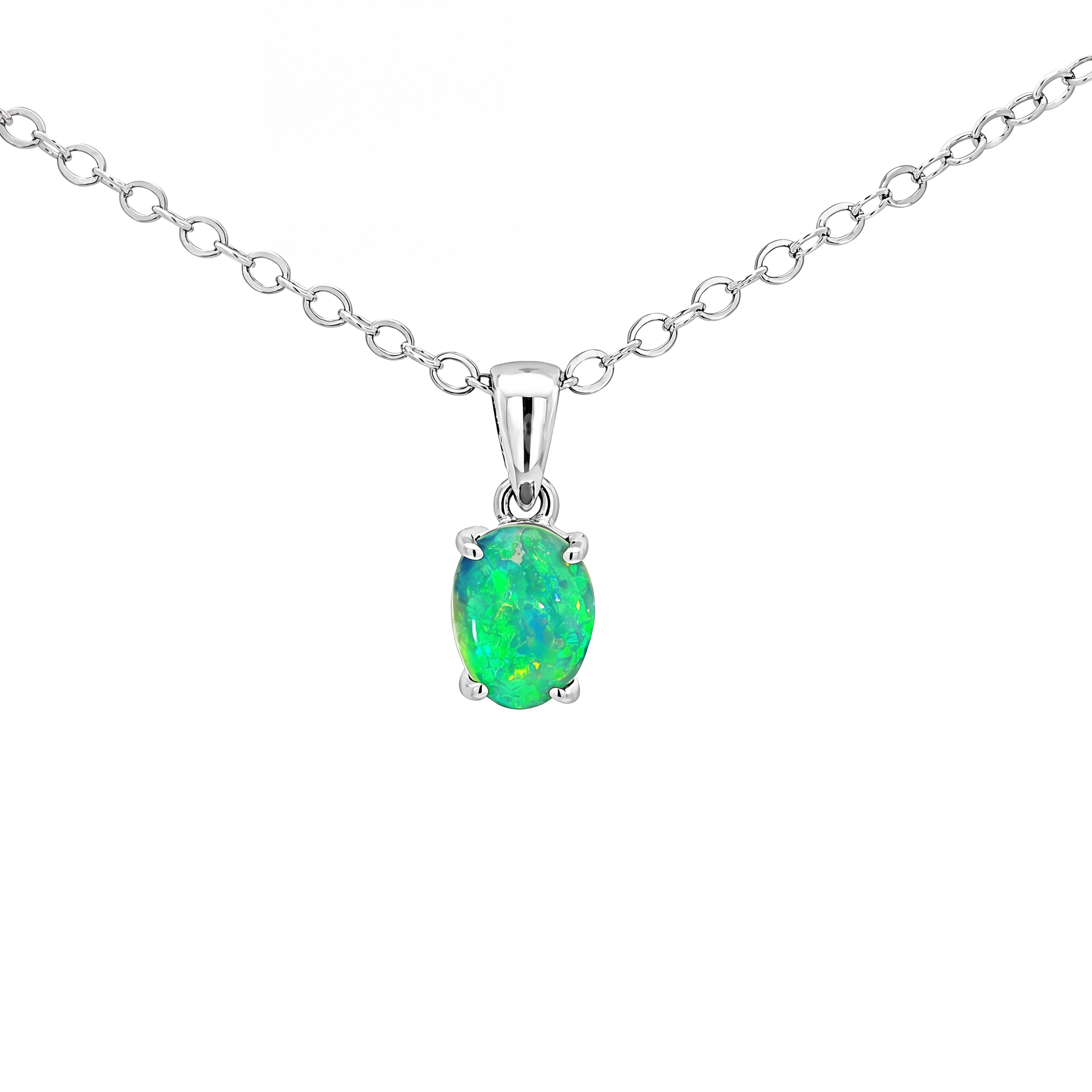 Australian Doublet Opal Pendant set in 925 Sterling Silver - Multicolour - Australian Opal Cutters and Pearl Divers