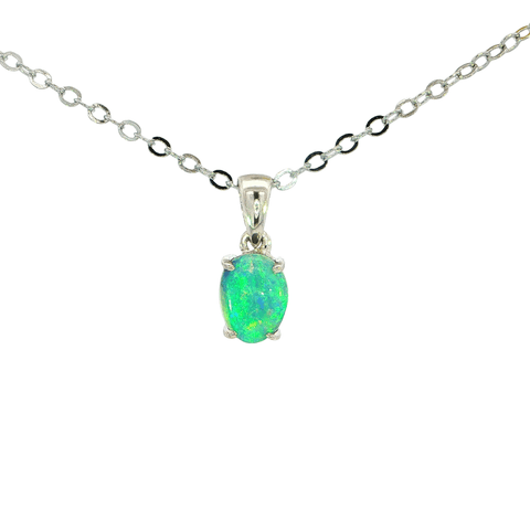 Australian Doublet Opal Pendant set in 925 Sterling Silver - Multicolour - Australian Opal Cutters and Pearl Divers