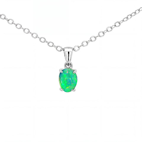 Australian Doublet Opal Pendant set in 925 Sterling Silver - Multicolour - Australian Opal Cutters and Pearl Divers