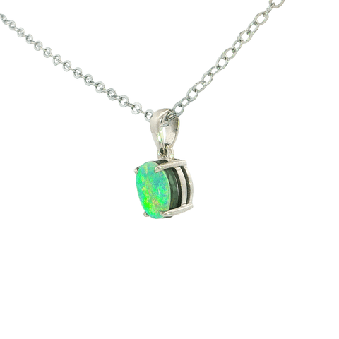 Australian Doublet Opal Pendant set in 925 Sterling Silver - Multicolour - Australian Opal Cutters and Pearl Divers