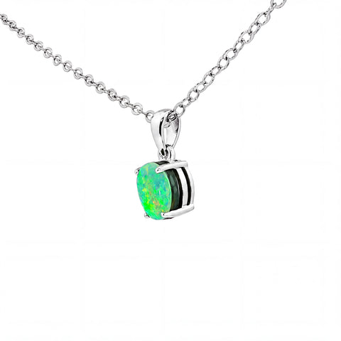 Australian Doublet Opal Pendant set in 925 Sterling Silver - Multicolour - Australian Opal Cutters and Pearl Divers