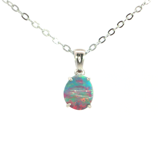 Australian Doublet Opal Pendant 925 Sterling Silver - Multicolour - Australian Opal Cutters and Pearl Divers