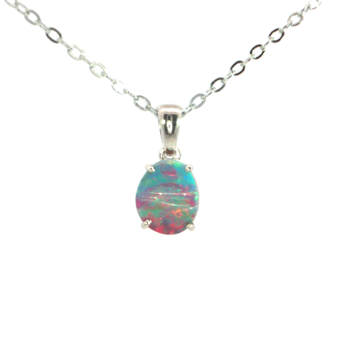 Australian Doublet Opal Pendant 925 Sterling Silver - Multicolour - Australian Opal Cutters and Pearl Divers