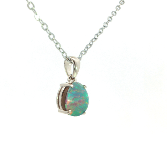 Australian Doublet Opal Pendant 925 Sterling Silver - Multicolour - Australian Opal Cutters and Pearl Divers