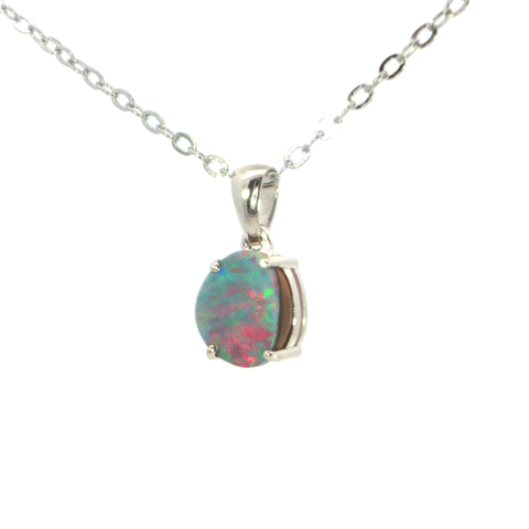 Australian Doublet Opal Pendant 925 Sterling Silver - Multicolour - Australian Opal Cutters and Pearl Divers