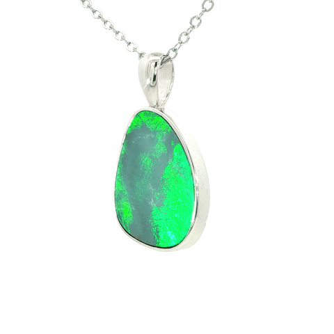 Australian Doublet Opal Pendant set in 925 Sterling Silver - Multicolour - Australian Opal Cutters and Pearl Divers