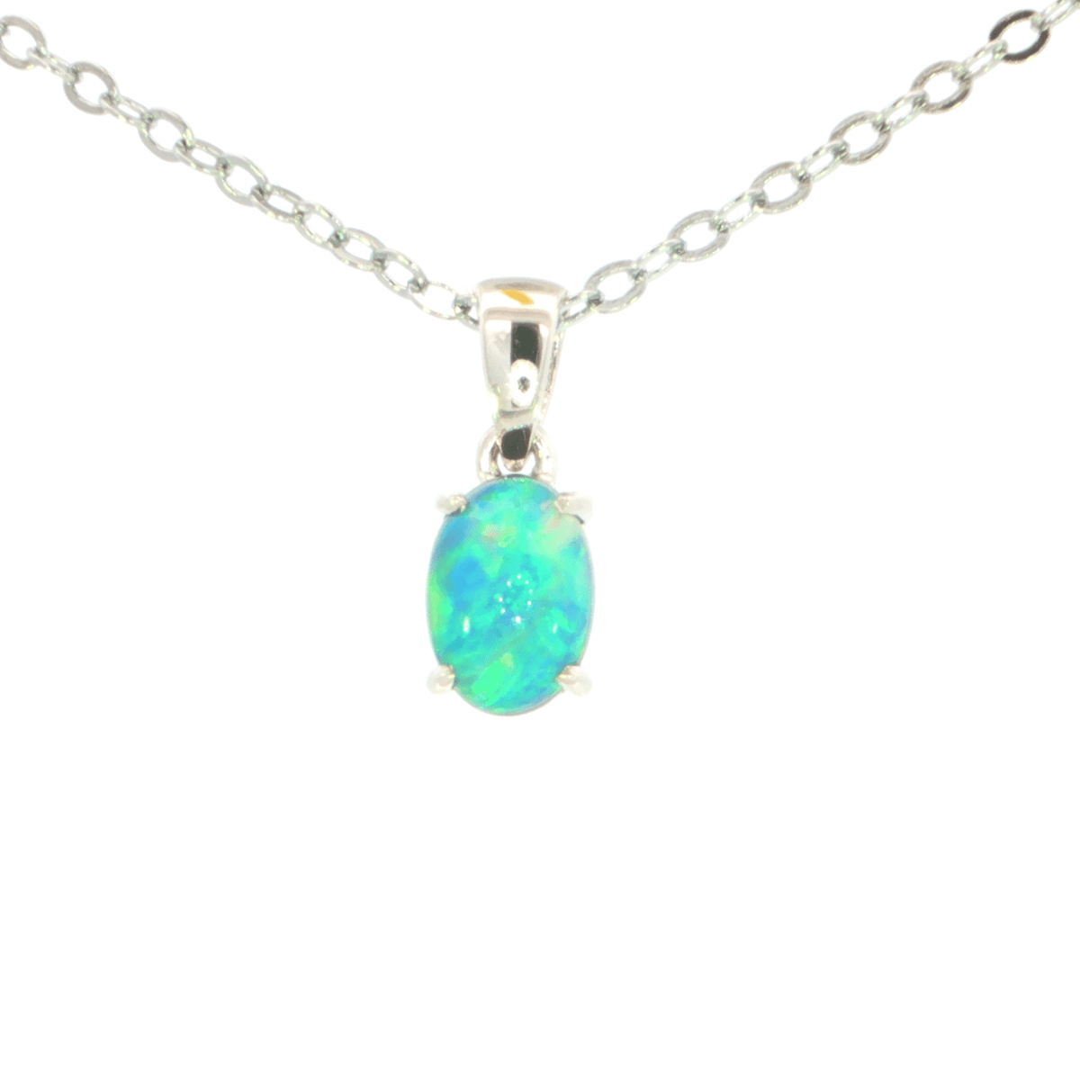 Australian Doublet Opal Pendant set in 925 Sterling Silver - Multicolour - Australian Opal Cutters and Pearl Divers