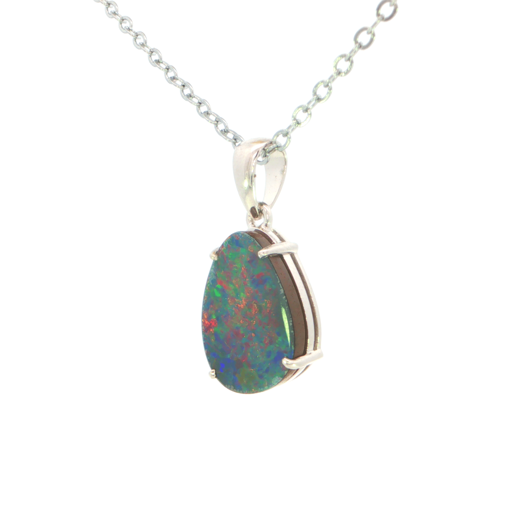 Australian Doublet Opal set in 925 Sterling Silver - Multicolour - Australian Opal Cutters and Pearl Divers