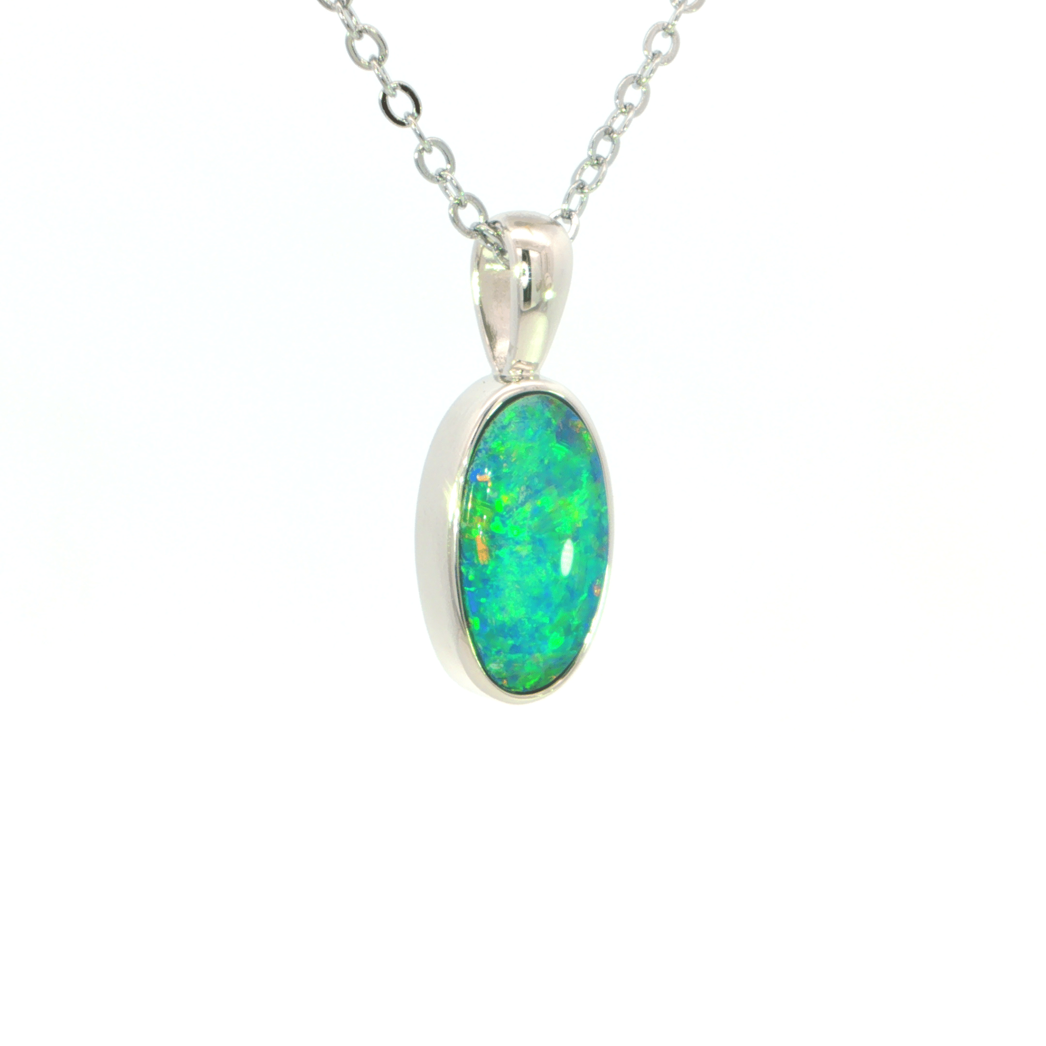 Australian Doublet Opal set in 925 Sterling Silver - Multicolour - Australian Opal Cutters and Pearl Divers