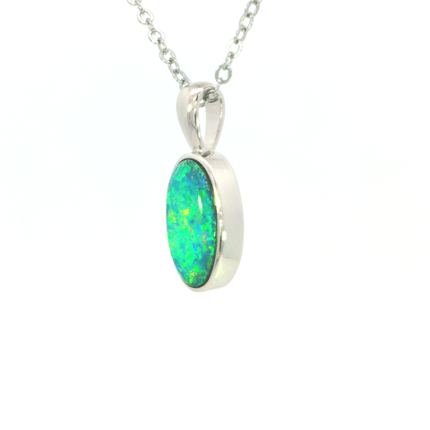 Australian Doublet Opal set in 925 Sterling Silver - Multicolour - Australian Opal Cutters and Pearl Divers