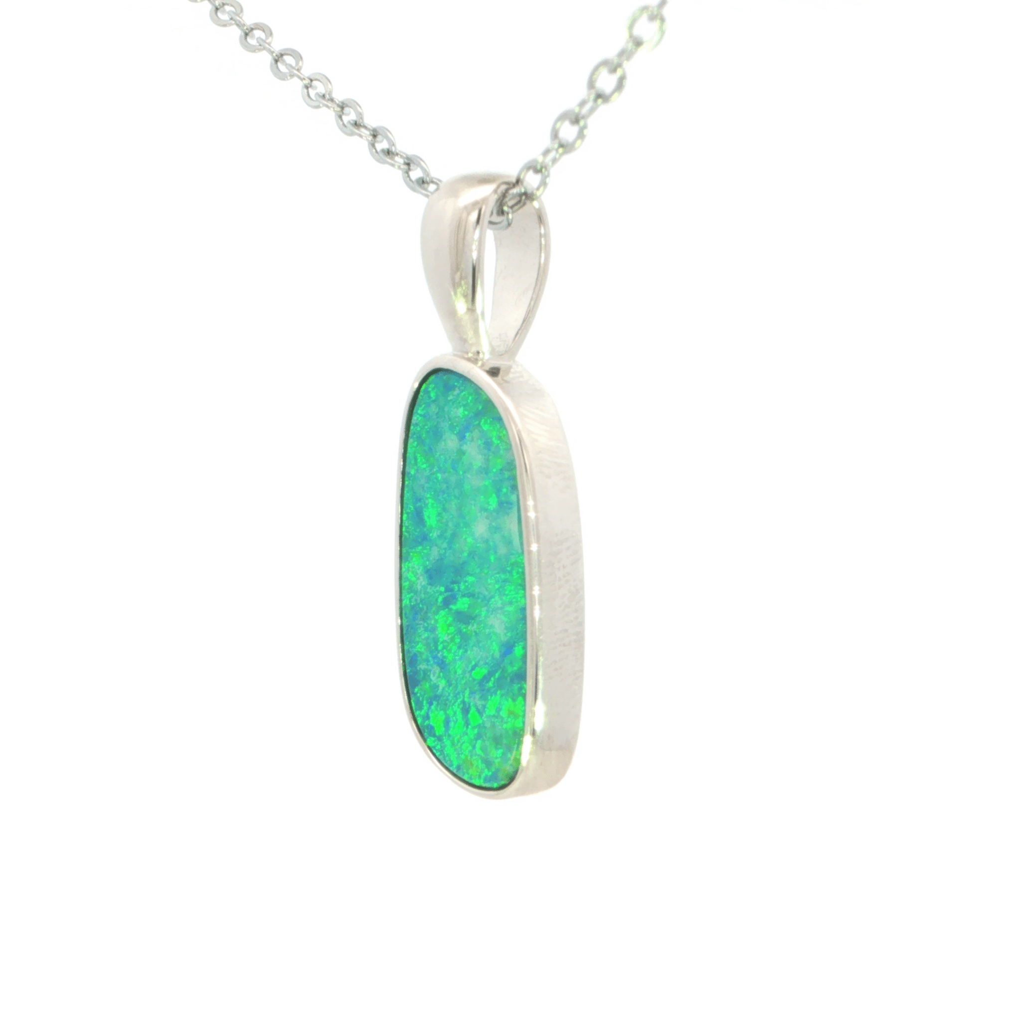 Australian Doublet Opal Pendant set in 925 Sterling Silver - Multicolour - Australian Opal Cutters and Pearl Divers