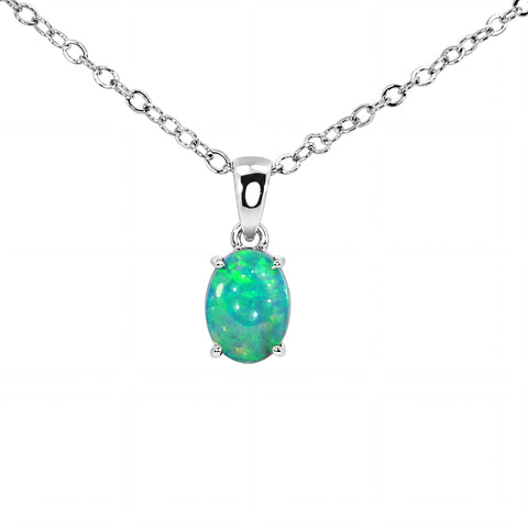 Australian Opal Doublet Pendant set in 925 Sterling Silver - Green-Blue - Australian Opal Cutters and Pearl Divers