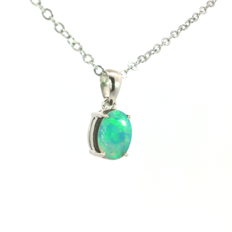 Australian Opal Doublet Pendant set in 925 Sterling Silver - Green-Blue - Australian Opal Cutters and Pearl Divers