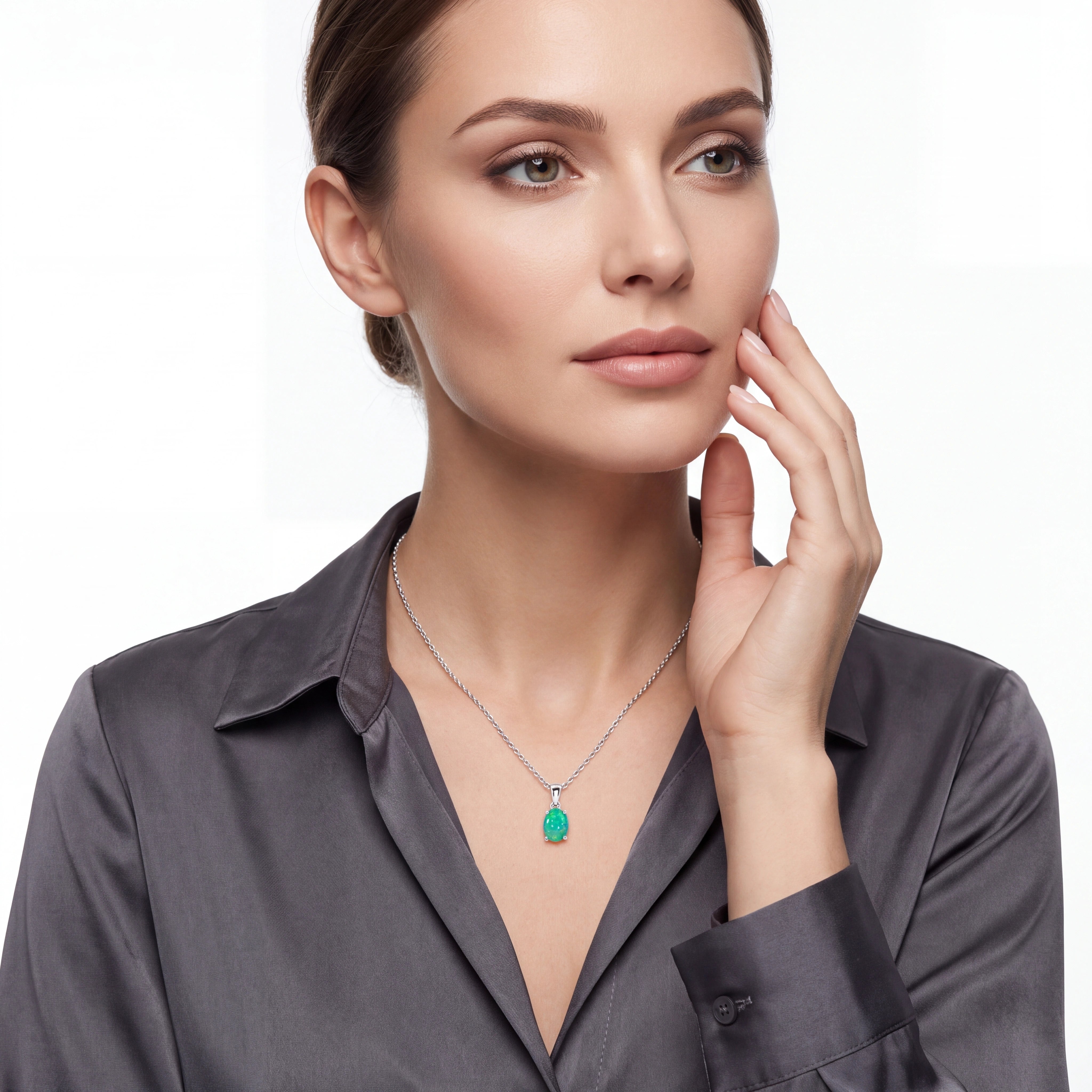 Australian Opal Doublet Pendant set in 925 Sterling Silver - Green-Blue - Australian Opal Cutters and Pearl Divers