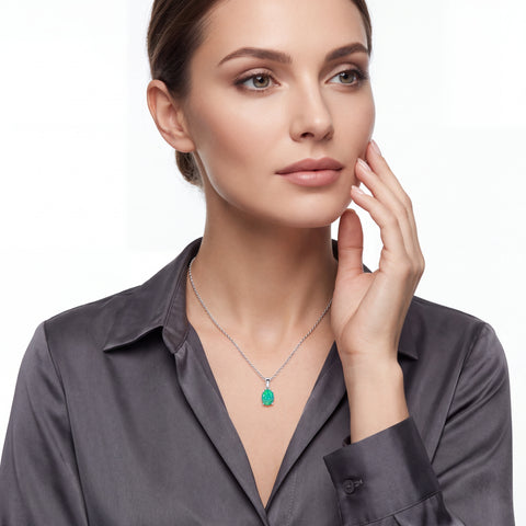 Australian Opal Doublet Pendant set in 925 Sterling Silver - Green-Blue - Australian Opal Cutters and Pearl Divers