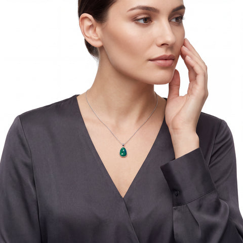 Australian Doublet Opal Pendant set in 925 Sterling Silver - Green-Blue - Australian Opal Cutters and Pearl Divers