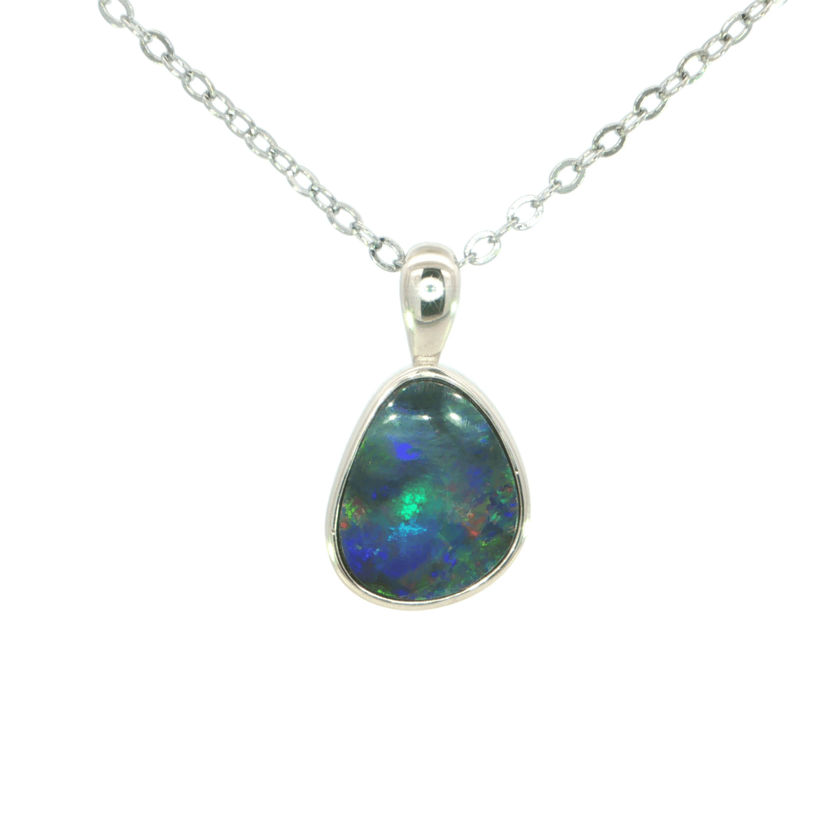 Australian Doublet Opal set in 925 Sterling Silver - Multicolour - Australian Opal Cutters and Pearl Divers