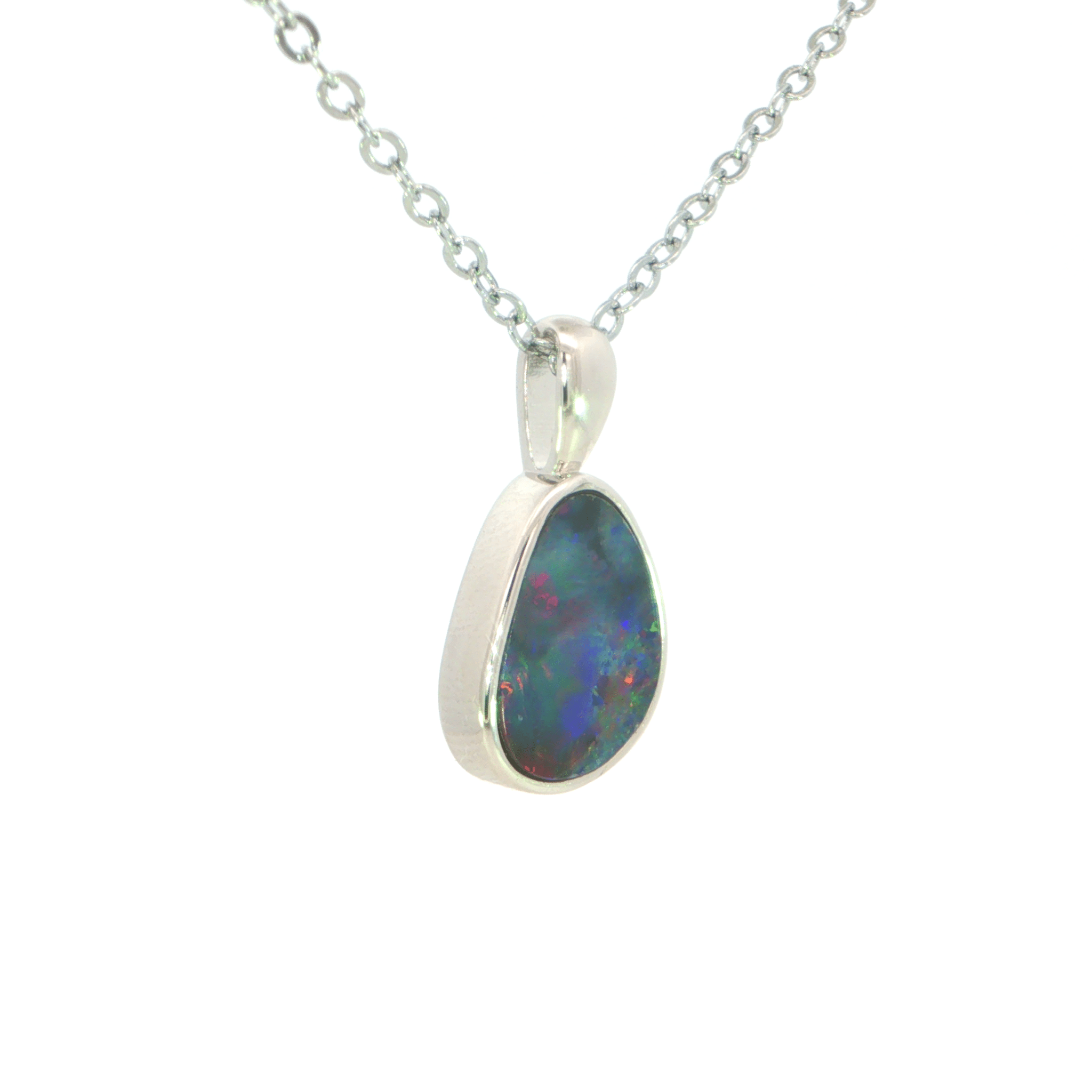 Australian Doublet Opal set in 925 Sterling Silver - Multicolour - Australian Opal Cutters and Pearl Divers