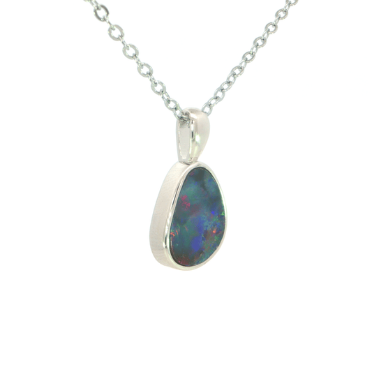 Australian Doublet Opal set in 925 Sterling Silver - Multicolour - Australian Opal Cutters and Pearl Divers