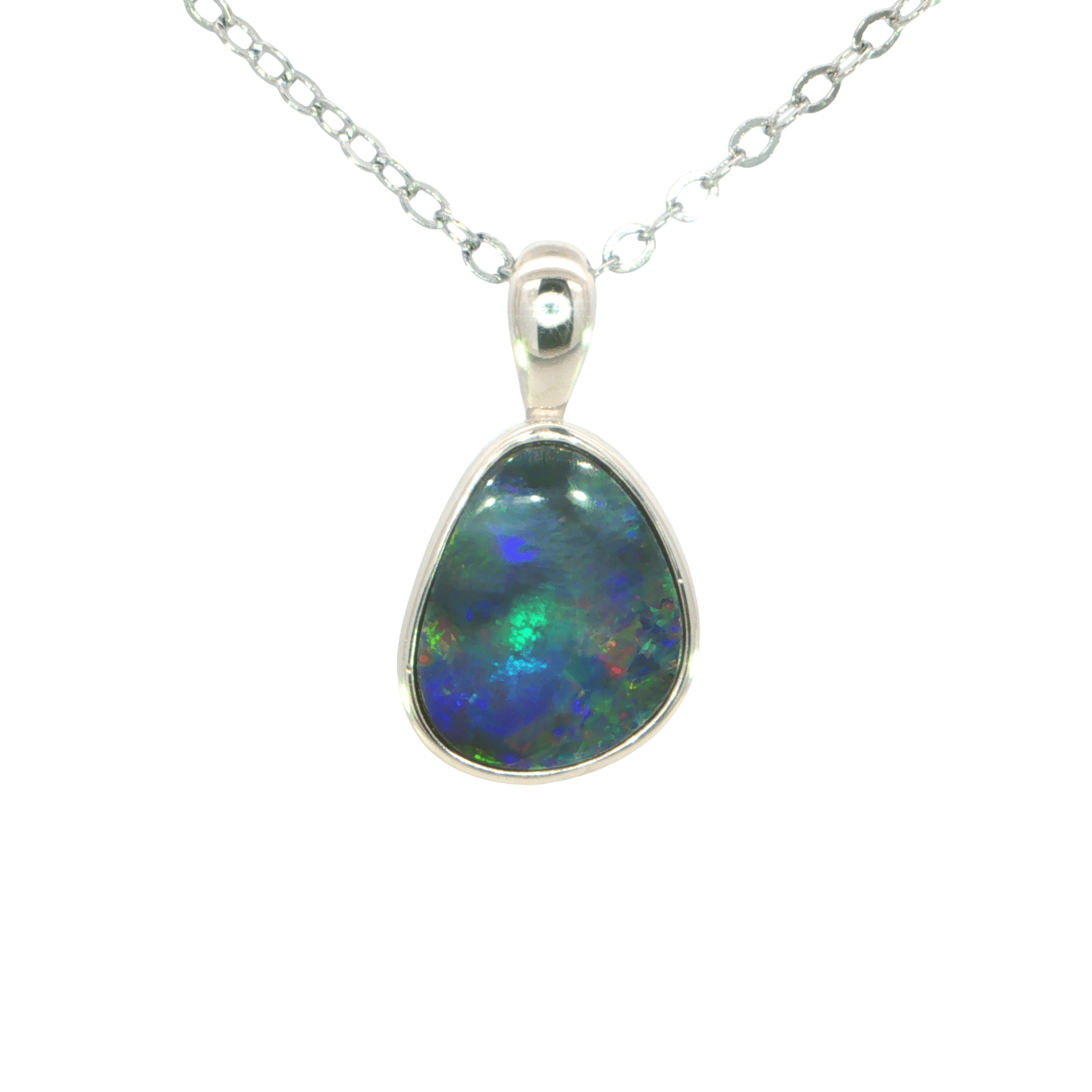 Australian Doublet Opal set in 925 Sterling Silver - Multicolour - Australian Opal Cutters and Pearl Divers