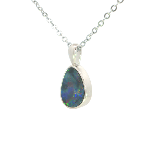 Australian Doublet Opal set in 925 Sterling Silver - Multicolour - Australian Opal Cutters and Pearl Divers