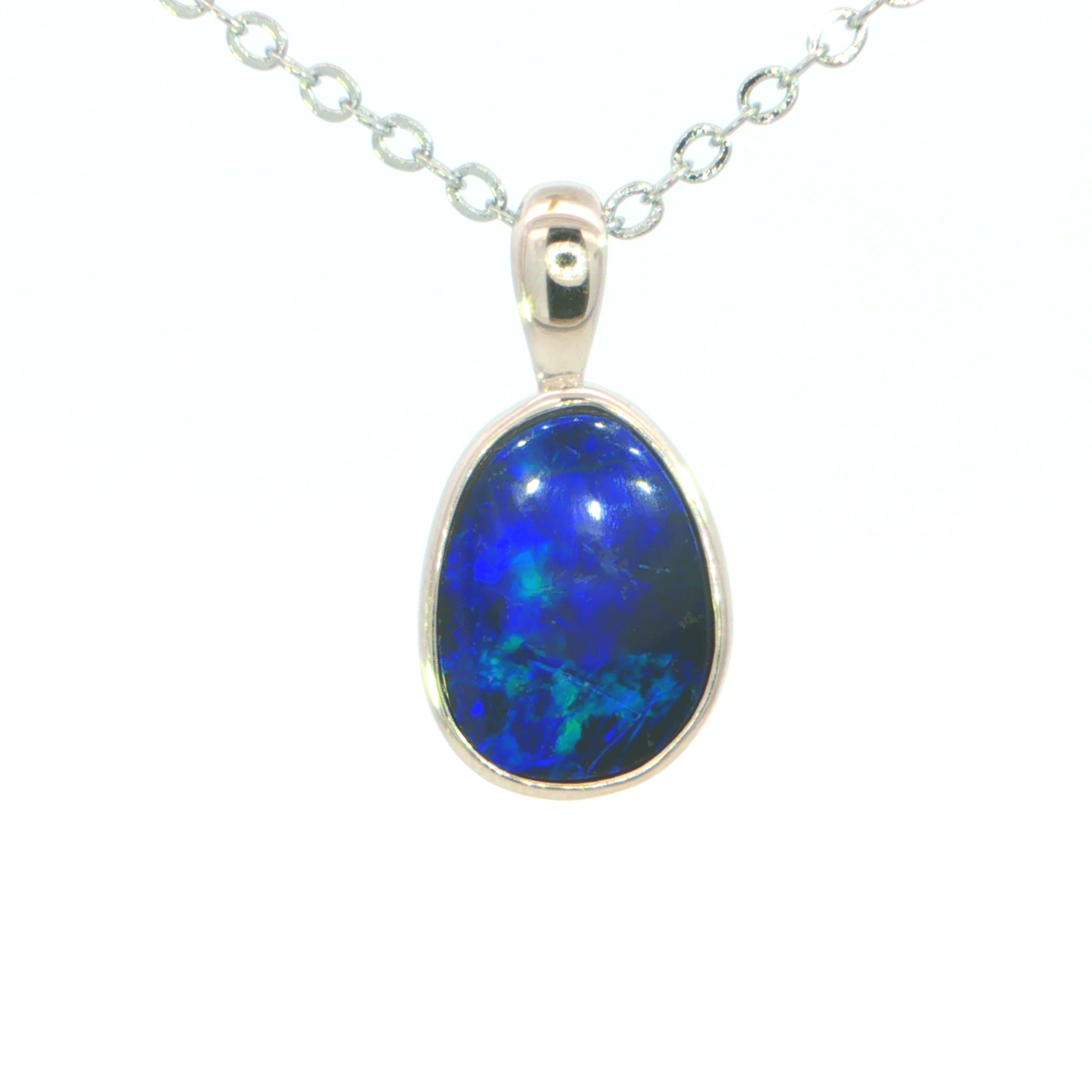 Australian Doublet Opal Pendant set in 925 Sterling Silver - Blue - Australian Opal Cutters and Pearl Divers