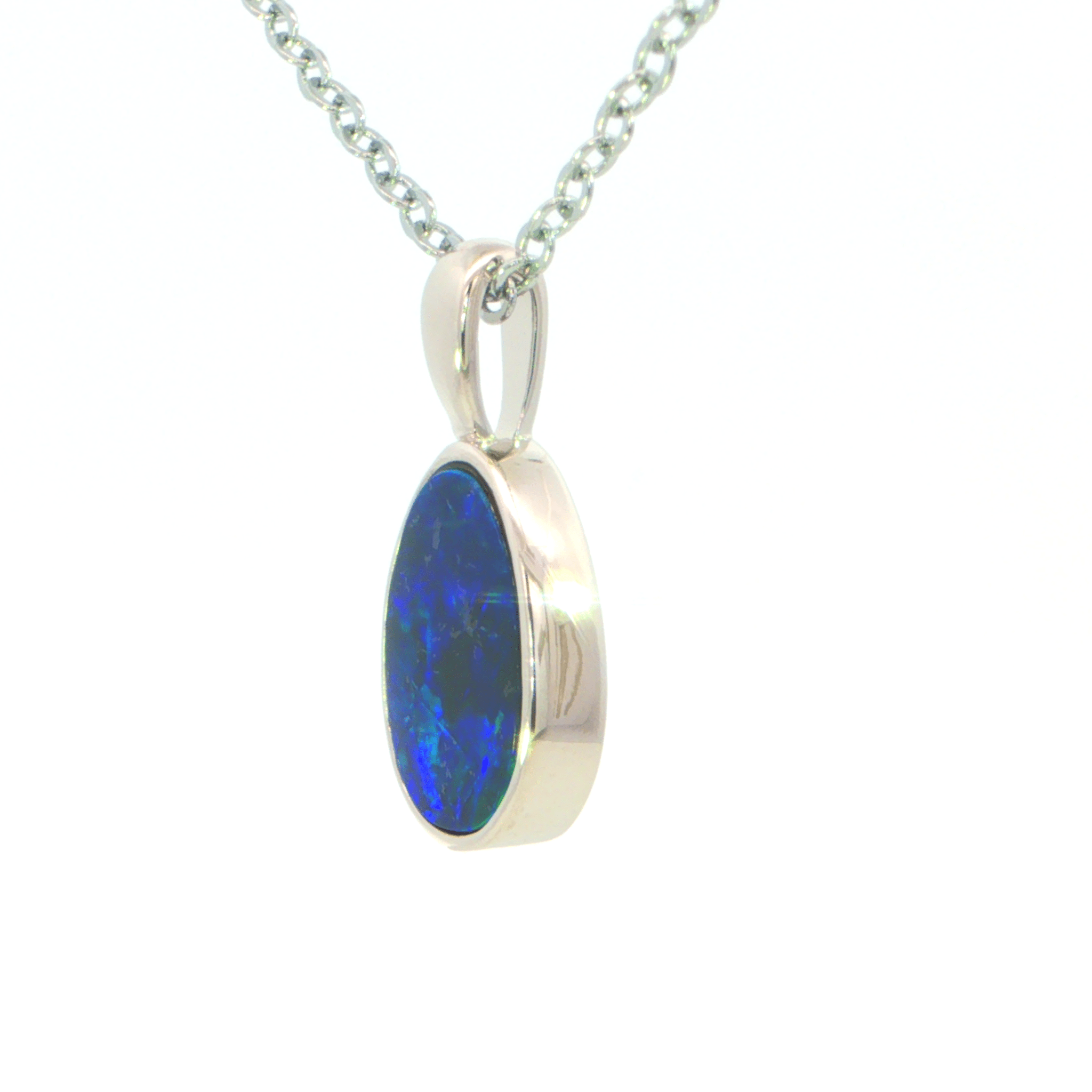 Australian Doublet Opal Pendant set in 925 Sterling Silver - Blue - Australian Opal Cutters and Pearl Divers