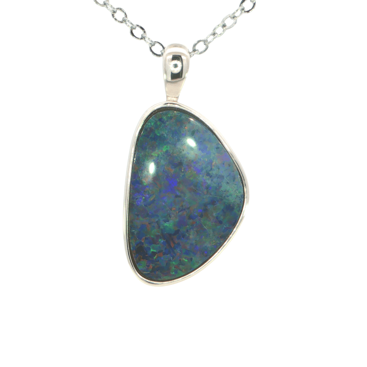 Australian Doublet Opal set in 925 Sterling Silver - Multicolour - Australian Opal Cutters and Pearl Divers