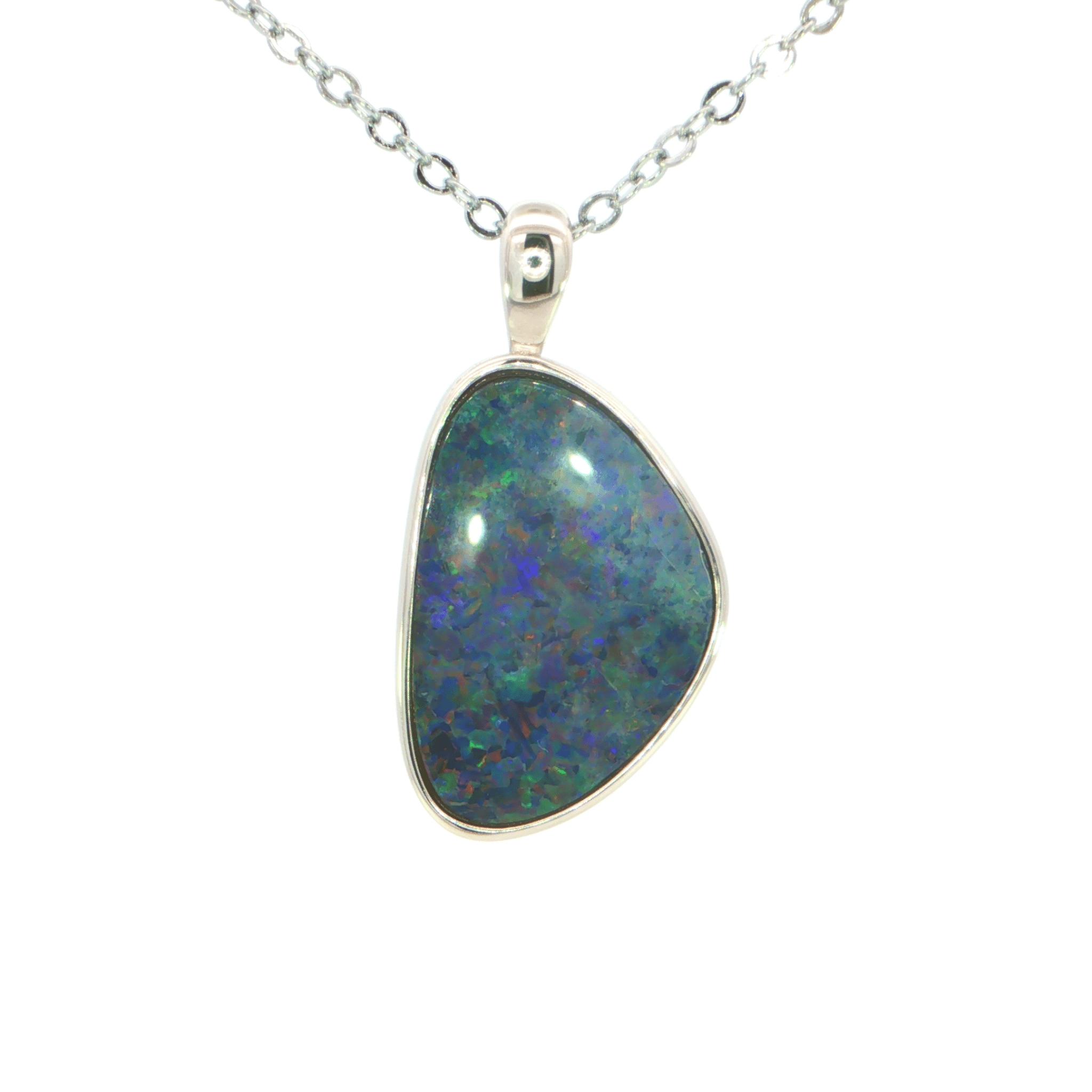 Australian Doublet Opal set in 925 Sterling Silver - Multicolour - Australian Opal Cutters and Pearl Divers
