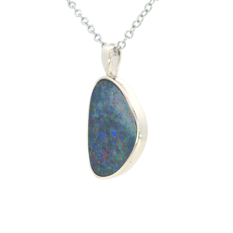Australian Doublet Opal set in 925 Sterling Silver - Multicolour - Australian Opal Cutters and Pearl Divers