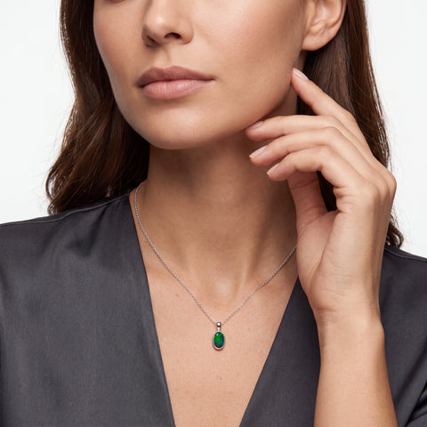 Australian Doublet Opal Pendant set in 925 Sterling Silver - Green and Blue - Australian Opal Cutters and Pearl Divers