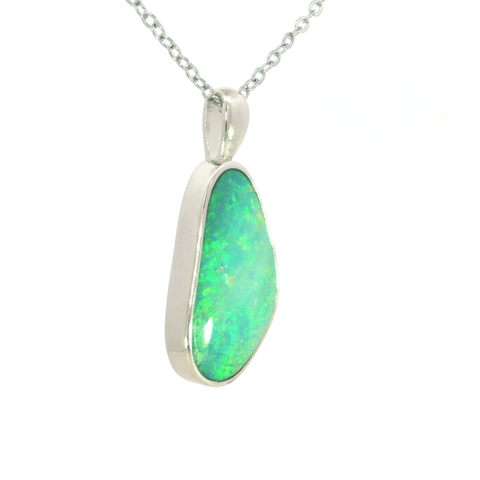 Australian Doublet Opal Pendant set in 925 Sterling Silver - Multicolour - Australian Opal Cutters and Pearl Divers