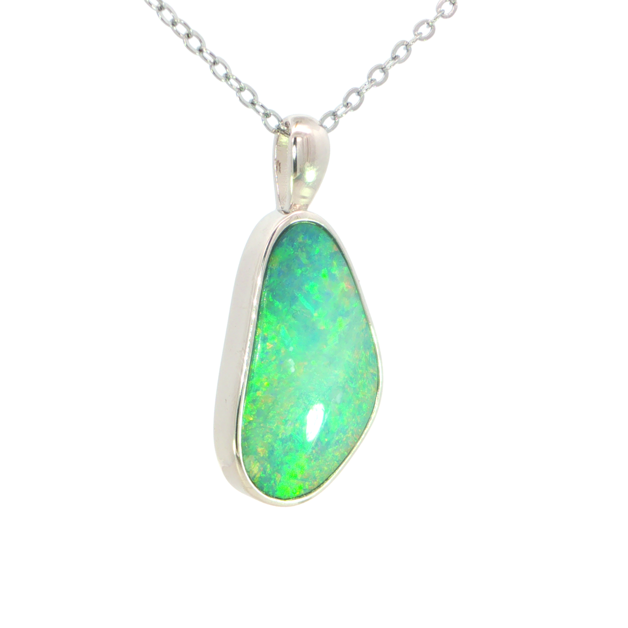 Australian Doublet Opal Pendant set in 925 Sterling Silver - Multicolour - Australian Opal Cutters and Pearl Divers